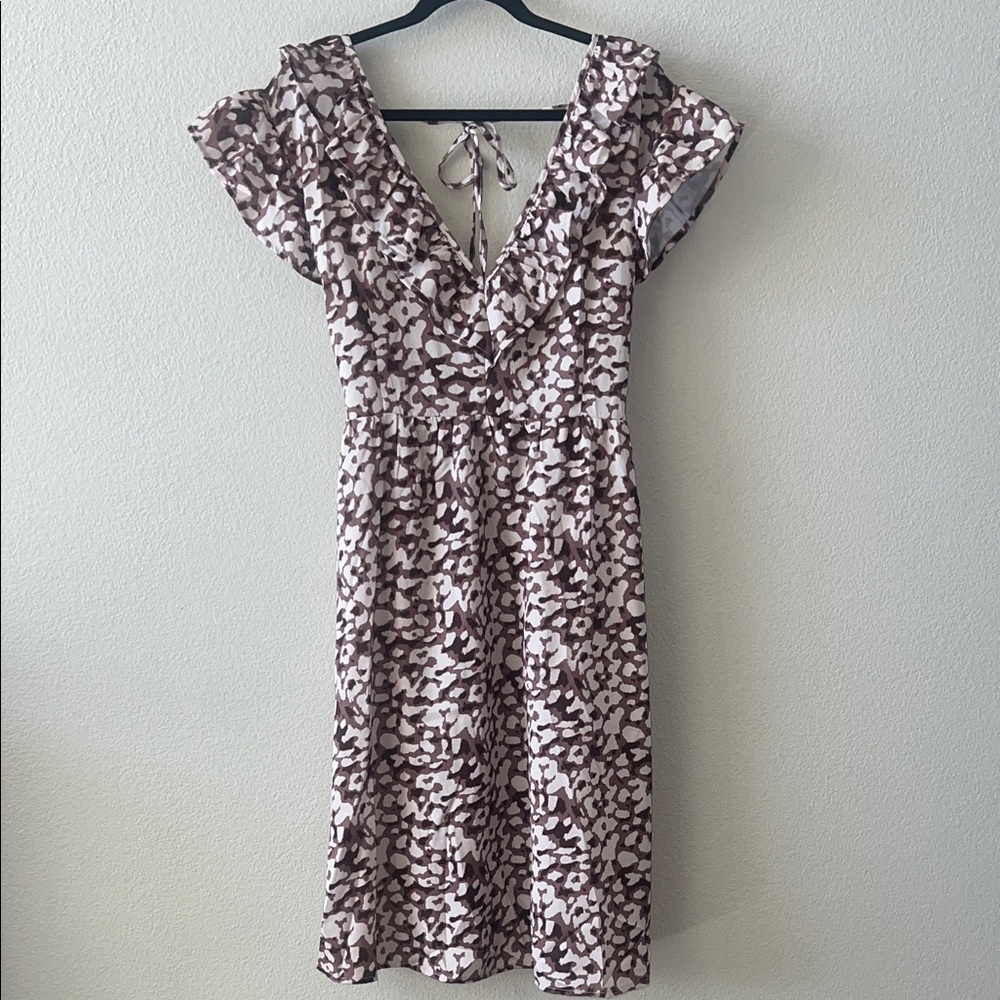 Brown and White Leopard Print Midi Dress size 1X EUC